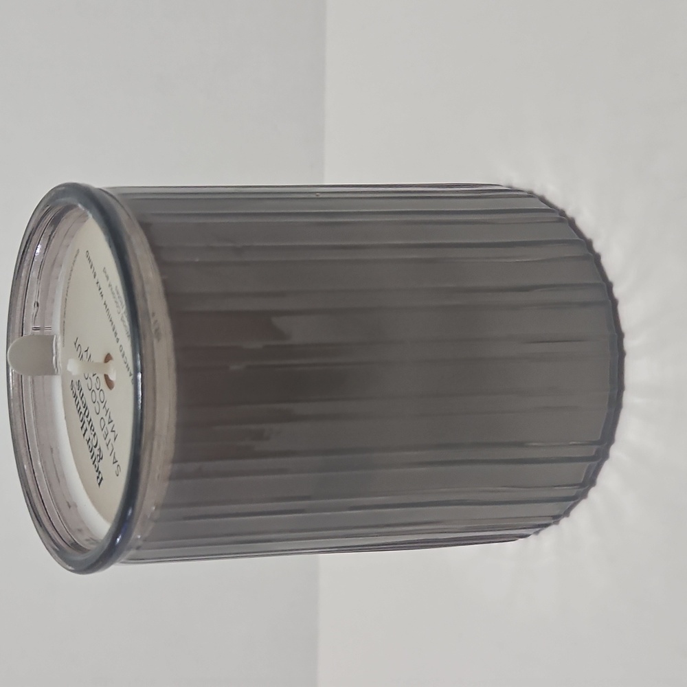 Better Homes & Garden Gray Ribbed Glass Candle Salted Coconut Mahogany